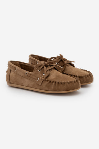 Kadın Hakiki Deri Büzgülü Loafer Günlük Ayakkabı Rudez - Camel Süet