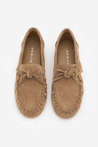 Kadın Hakiki Deri Büzgülü Loafer Günlük Ayakkabı Tavon - Camel Süet