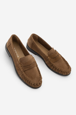 Kadın Hakiki Deri Büzgülü Makosen Loafer Günlük Ayakkabı Lefora - Camel Süet