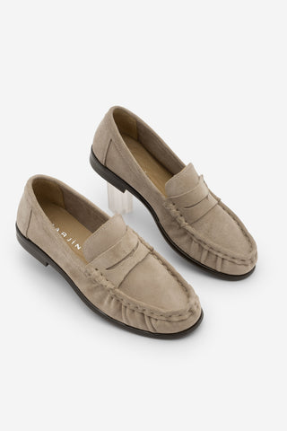 Kadın Hakiki Deri Büzgülü Makosen Loafer Günlük Ayakkabı Lefora - Bej Süet