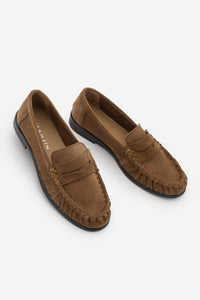 Kadın Hakiki Deri Büzgülü Makosen Loafer Günlük Ayakkabı Lefora - Camel Süet