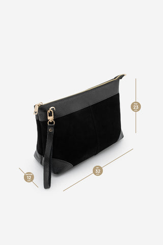 Kadın Hakiki Deri El Çantası Endoz - Siyah Süet