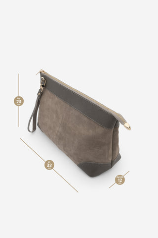 Kadın Hakiki Deri El Çantası Endoz - Vizon Süet