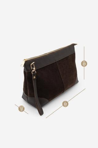 Kadın Hakiki Deri El Çantası Endoz - Kahve Süet