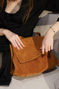 Kadın Hakiki Deri Omuz Çantası Ornis - Taba Süet