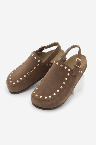 Kadın Hakiki Deri Eva Taban Günlük Sandalet Bolve - Kahve Süet