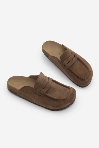 Kadın Hakiki Deri Eva Taban Sabo Günlük Terlik Solevu - Kahve Süet