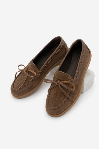 Kadın Hakiki Deri Fiyonklu Loafer Günlük Ayakkabı Nifida - Kahve Süet