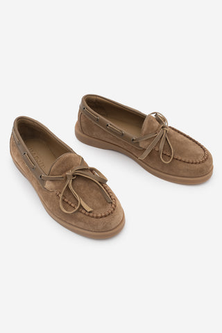 Kadın Hakiki Deri Fiyonklu Loafer Günlük Ayakkabı Nifida - Camel Süet