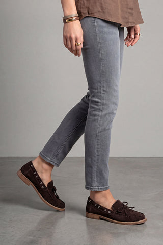 Kadın Hakiki Deri Fiyonklu Loafer Günlük Ayakkabı Savron - Kahve Süet