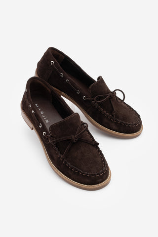 Kadın Hakiki Deri Fiyonklu Loafer Günlük Ayakkabı Savron - Kahve Süet