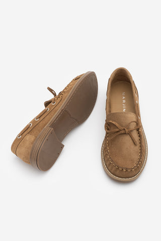 Kadın Hakiki Deri Fiyonklu Loafer Günlük Ayakkabı Savron - Camel Süet