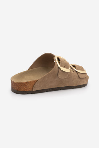 Kadın Hakiki Deri Eva Taban Günlük Terlik Poli - Camel
