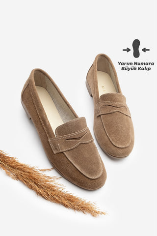 Kadın Hakiki Deri Loafer Ayakkabı Rosme - Taba