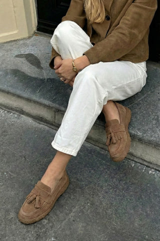 Kadın Hakiki Deri Loafer Günlük Ayakkabı Suma - Taba Süet
