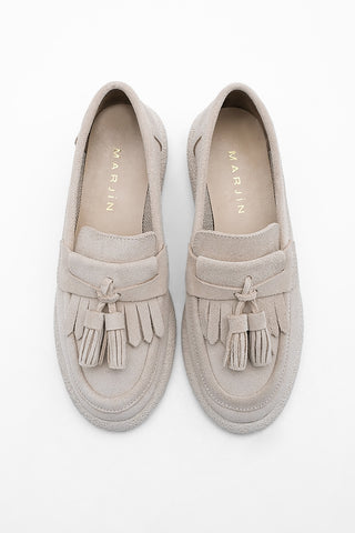 Kadın Hakiki Deri Loafer Günlük Ayakkabı Suma - Bej Süet