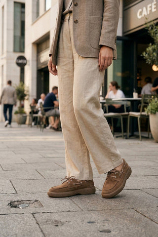 Kadın Hakiki Deri Loafer Günlük Ayakkabı Enita - Camel Süet