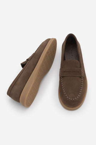 Kadın Hakiki Deri Loafer Günlük Ayakkabı Ginar - Kahve Süet