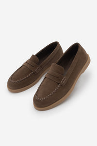 Kadın Hakiki Deri Loafer Günlük Ayakkabı Ginar - Kahve Süet