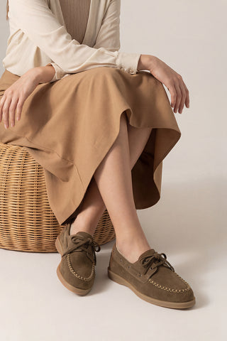 Kadın Hakiki Deri Loafer Günlük Ayakkabı Mistor - Taba Süet