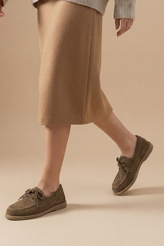 Kadın Hakiki Deri Loafer Günlük Ayakkabı Mistor - Taba Süet