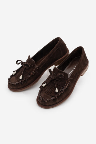 Kadın Hakiki Deri Püsküllü Makosen Loafer Günlük Ayakkabı Ronce - Kahve Süet