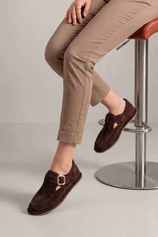 Kadın Hakiki Deri Loafer Günlük Ayakkabı Zepar - Kahve Süet