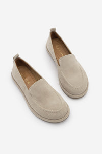 Kadın Hakiki Deri Loafer Günlük Ayakkabı Zinley - Bej Süet