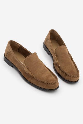 Kadın Hakiki Deri Makosen Loafer Günlük Ayakkabı Elsan - Camel Süet