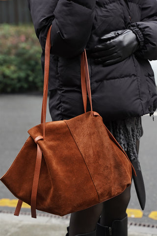 Kadın Hakiki Deri Omuz Çantası Yorita - Taba Süet