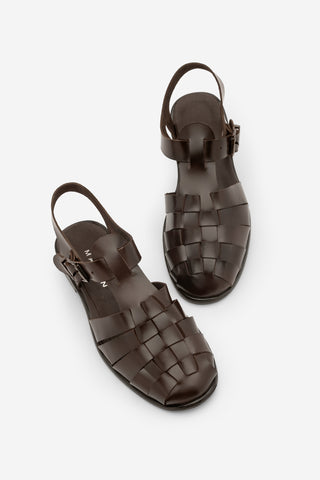 Kadın Hakiki Deri Önü Kapalı Günlük Sandalet Talviro - Kahve