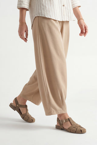 Kadın Hakiki Deri Önü Kapalı Günlük Sandalet Yenzar - Toprak Süet