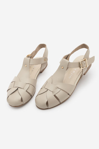 Kadın Hakiki Deri Önü Kapalı Günlük Sandalet Yenzar - Ekru