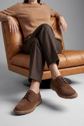 Kadın Hakiki Deri Oxford Ayakkabı Alyen - Kahve Süet