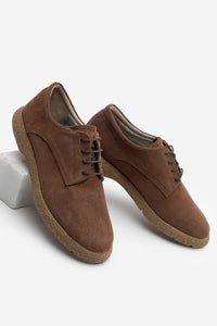 Kadın Hakiki Deri Oxford Ayakkabı Alyen - Kahve Süet