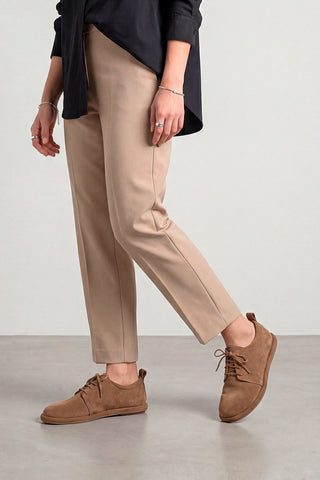 Kadın Hakiki Deri Oxford Ayakkabı Bemor - Taba Süet