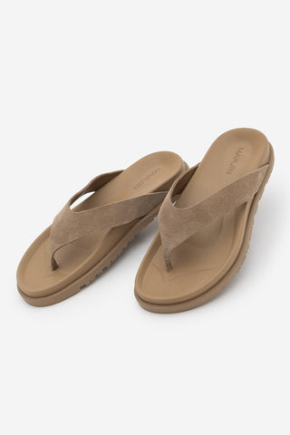 Kadın Hakiki Deri Parmak Arası Günlük Terlik Tarkin - Camel Süet