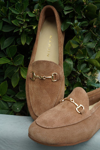 Kadın Hakiki Deri Zincirli Loafer Ayakkabı Tanle - Taba Süet