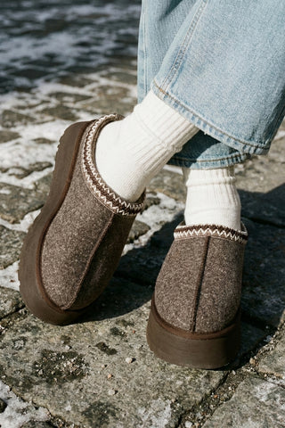 Kadın İçi Kürklü Günlük Kışlık Terlik Furenta - Kahve