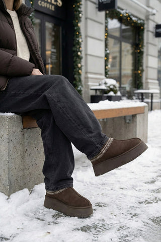 Kadın İçi Kürklü Günlük Kışlık Terlik Furenta - Kahve Süet