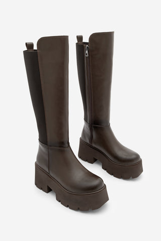 Kadın Kalın Taban Çizme Ferlas - Kahve