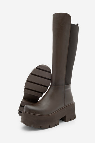 Kadın Kalın Taban Çizme Ferlas - Kahve