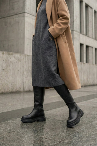 Kadın Kalın Taban Günlük Bot Galori - Siyah