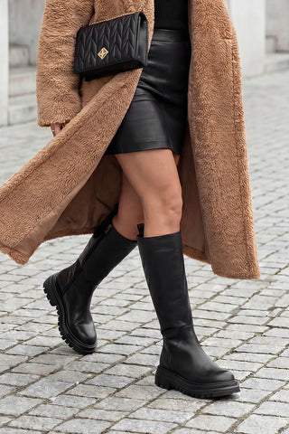 Kadın Kalın Taban Günlük Bot Galori - Siyah