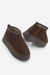 Kadın  İçi Kürklü Bot Tefis - Kahve Süet