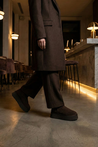 Kadın  İçi Kürklü Bot Tefis - Kahve Süet