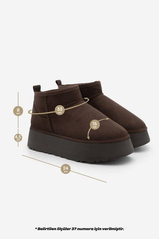Kadın  İçi Kürklü Bot Tefis - Kahve Süet