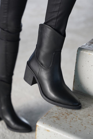 Kadın Kalın Topuklu Bot Tasim - Siyah