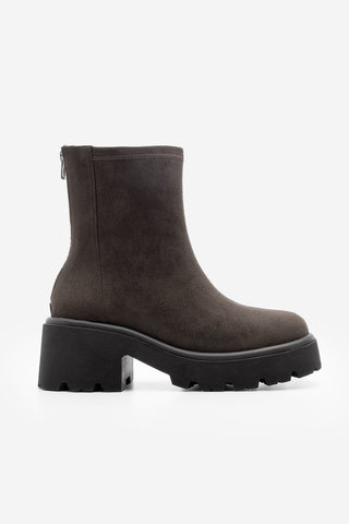 Kadın Kalın Topuklu Günlük Bot Lofani - Kahve Süet