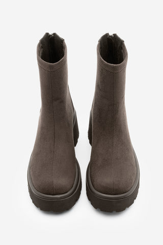 Kadın Kalın Topuklu Günlük Bot Lofani - Kahve Süet